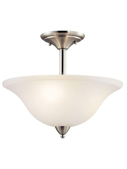 Kichler 42879NI Brushed Nickel Finish and Satin Etched Glass 3-Light Nicholson Semi-Flush Fixture Kichler 42879NI Brushed Nickel Finish and Satin Etched Glass 3-Light Nicholson Semi-Flush Fixture