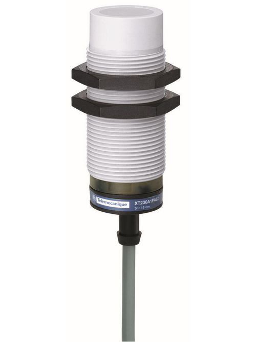 Product image for TES XT230A1FBL2 TES Capacitive proximity sensors XT, cylindrical M30, plastic, Sn 15 mm, cable 2 m
