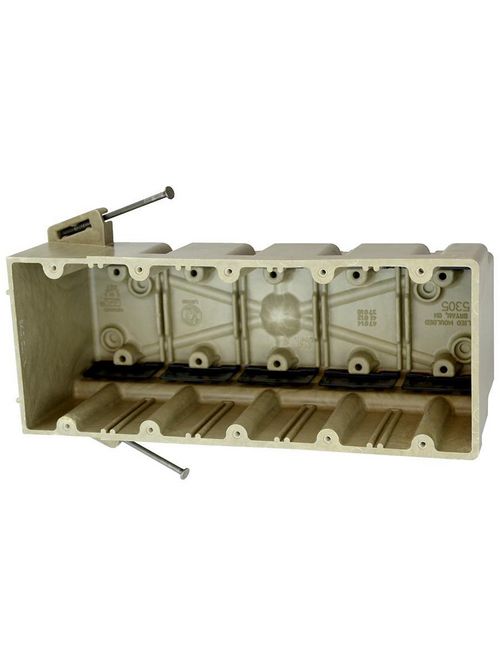 Allied Moulded Products 5305-NK 3-9/16 x 9-1/4 x 3-3/4 Inch 94 In 5-Gang Angled Mid-Nail Switch/Receptacle Outlet Box Allied Moulded Products 5305-NK 3-9/16 x 9-1/4 x 3-3/4 Inch 94 In 5-Gang Angled Mid-Nail Switch/Receptacle Outlet Box