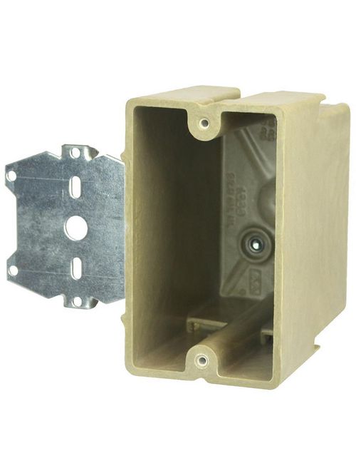 Allied Moulded Products 1099-Z4 3-9/16 x 2-1/4 x 3-3/4 Inch 22.5 In 1-Gang Fiberglass Offset Switch/Receptacle Outlet Box Allied Moulded Products 1099-Z4 3-9/16 x 2-1/4 x 3-3/4 Inch 22.5 In 1-Gang Fiberglass Offset Switch/Receptacle Outlet Box