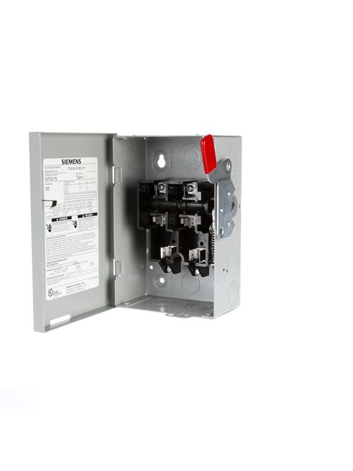 Siemens Industry GF221NRU 240 VAC 30 Amp 2-Pole 3-Wire NEMA 3R General Duty Fusible Safety Switch Siemens Industry GF221NRU 240 VAC 30 Amp 2-Pole 3-Wire NEMA 3R General Duty Fusible Safety Switch