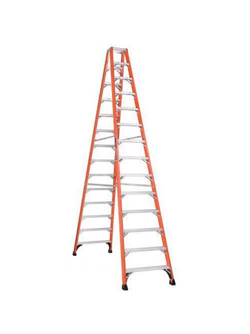 Louisville Ladder FM1414HD 14ft Fiberglass Twin Step Ladder, Type IAA FG, 375lb Load Capacity