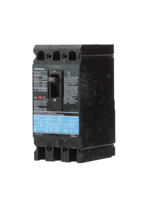Siemens Industry ED63B030L 3-Pole 30 Amp 600 Volt 18 kA Circuit Breaker Lugs Siemens Industry ED63B030L 3-Pole 30 Amp 600 Volt 18 kA Circuit Breaker Lugs