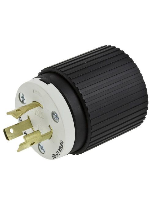 Product image for Pass & Seymour L715P 15 Amp 277 VAC 2-Pole 3-Wire NEMA L7-15P Black and White Locking Plug