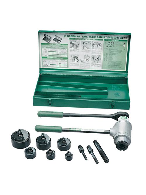 Product image for Greenlee 1906SB 1/2 x 2" Ratchet Knockout Punch Driver Kit