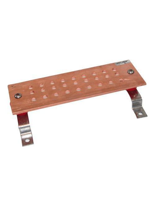 Product image for Harger Lightning & Grounding GBI14420J 1/4 x 4 x 20 Inch Electrotinned 51-Hole Ground Bar