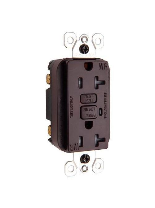 Product image for Pass & Seymour 2095-TRWR GFCI Receptacle Tamper-Resistant/Weather-Resistant, 10kA SCCR,20A 120V - Brown