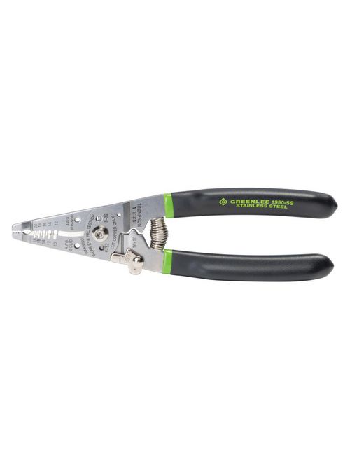 Greenlee 1950-SS 18 to 10 AWG Black Stainless Steel Spring Return Wire Stripper/Cutter/Crimper Greenlee 1950-SS 18 to 10 AWG Black Stainless Steel Spring Return Wire Stripper/Cutter/Crimper