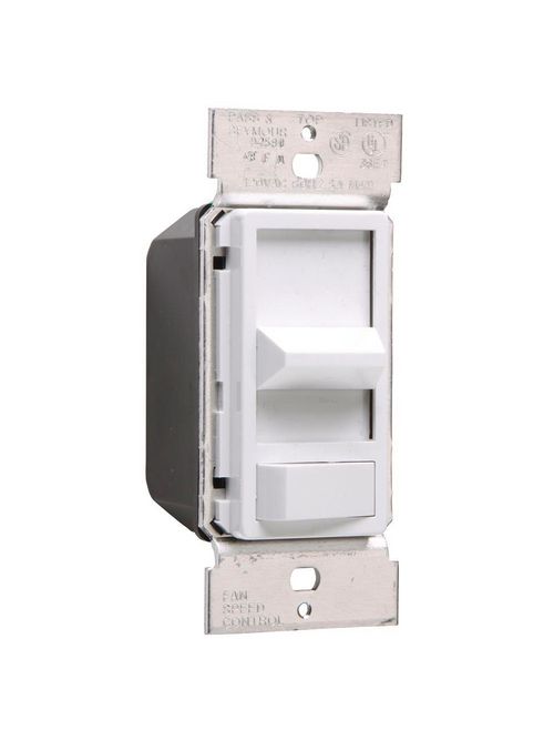 Product image for Pass & Seymour 94580W 120 Volt 5 Amp White Slide with Preset On/Off Fan Speed Control