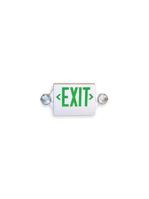 Product image for Lithonia Lighting LHQMSW3G120277 2-Lamp 5.4 W 120/277 Volt White Housing Green Letter Thermoplastic LED Light Unit and Exit Sign