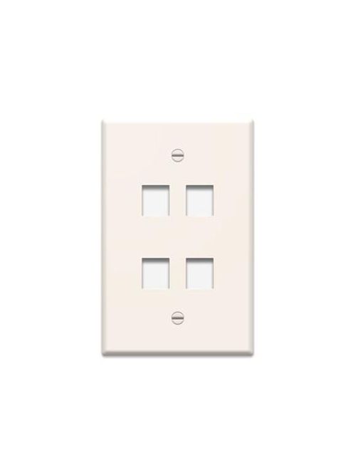Product image for Pass & Seymour AC-4KFP 4-Port With Label Light Almond Keystone Wall Plate