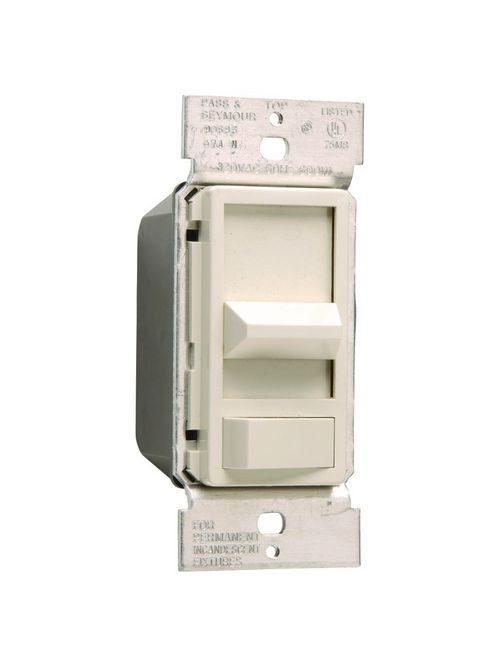 Product image for Pass & Seymour 90683-LAV 600 W 120 Volt 3-Way Light Almond Incandescent Slide with Preset On/Off Dimmer
