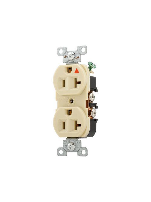 Product image for Eaton Wiring Devices IG5362V 20 Amp 125 VAC 2-Pole 3-Wire NEMA 5-20R Ivory Isolated Ground Straight Blade Duplex Receptacle
