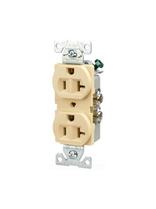 Product image for Arrow Hart Wiring BR20V 20 Amp 125 VAC 2-Pole 3-Wire NEMA 5-20R Ivory Straight Blade Duplex Receptacle