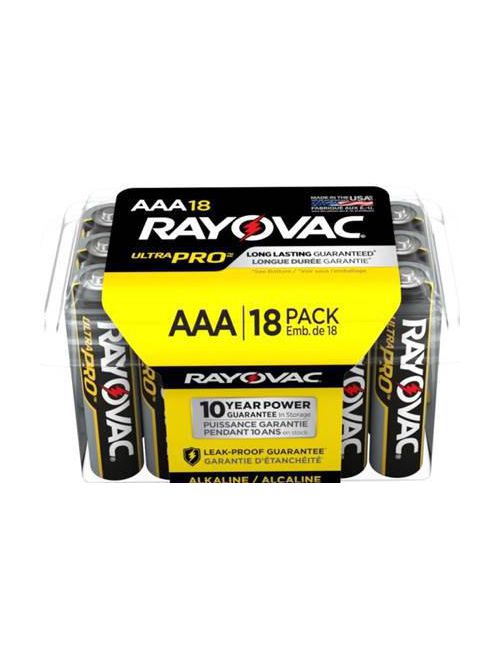 Product image for Rayovac ALAAA-18PPJ AAA Size 1.5 Volt 18/Pack Contractor Pack UltraPro Alkaline Batteries