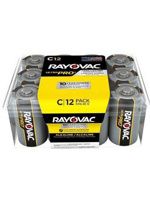 Product image for Rayovac ALC-12PPJ C Size 1.5 Volt 12/Pack Contractor Pack UltraPro Alkaline Batteries