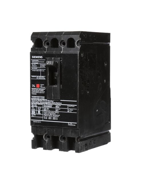 Siemens Industry HED43B025 25 Amp 42 kA 480 Volt 3-Pole Type HED4 Molded Case Circuit Breaker with Load Lug Siemens Industry HED43B025 25 Amp 42 kA 480 Volt 3-Pole Type HED4 Molded Case Circuit Breaker with Load Lug