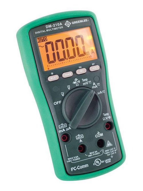 Product image for Greenlee DM-210A Automatic and Manual Ranging Digital Multimeter