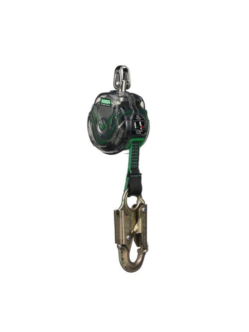 Product image for MSA 63011-00B MSA LATCHWAYS MINI PFL 6FT 1.8M SINGLE LEG 36C SNAPHOOK STEEL CARABINER TOP