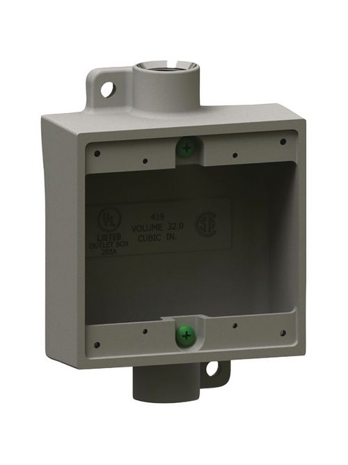 Hubbell Electrical Systems 2FSC-2 3/4 Inch 2-Gang Copper Free Aluminum Type 2FSC Shallow Cast Device Box with Mounting Lug Hubbell Electrical Systems 2FSC-2 3/4 Inch 2-Gang Copper Free Aluminum Type 2FSC Shallow Cast Device Box with Mounting Lug