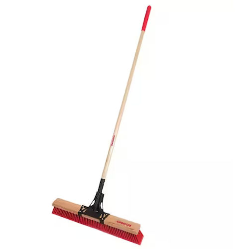 Product image for Razorback 027-BR24MU16 Pushbroom w/ Wooden Handle, 24" Block Length, 60" Handle