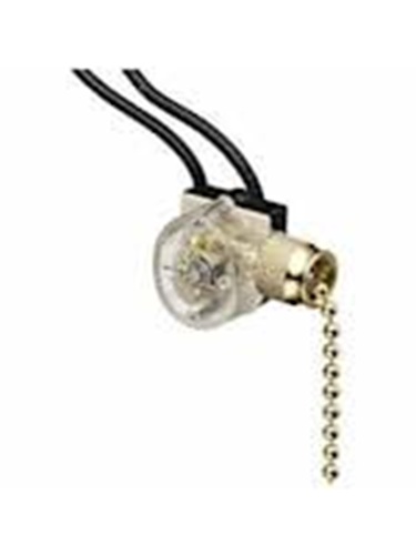 Product image for Ideal Industries 774032 3/6 Amp 125/250 VAC SPST On-Off Wire Lead Terminal Brass Plated Pull Chain Switch