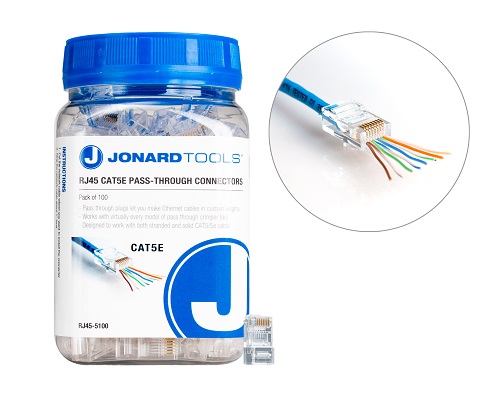 Product image for Jonard RJ45-5100 CAT5/5E PASS-THROUGH CONNECTORS, 100 PCS
