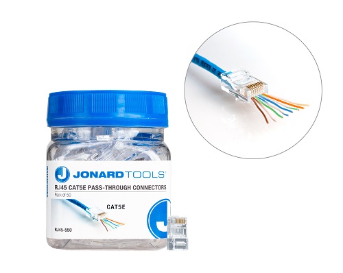 Product image for Jonard RJ45-550 RJ45 CAT5/5E PASS-THROUGH CONNECTORS, 50 PCS IN