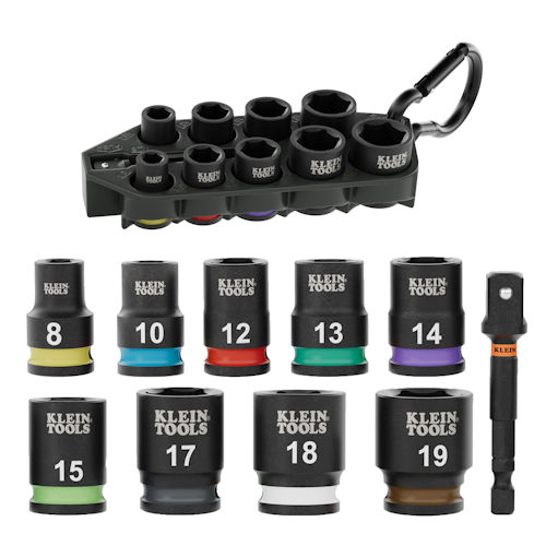 Product image for Klein 33809M Grab-And-Go Impact Socket Set, Metric, 10-Piece