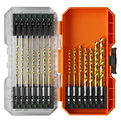 Product image for Klein 53621 21pc Titanium Drill Bit Set w/ Case (15 Unique Sizes)