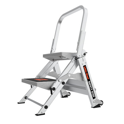 Product image for Little Giant 10210BA SAFETY STEP™ 2-Step Aluminum Stepstool w/Handrail, ANSI IA, 300lb Rated