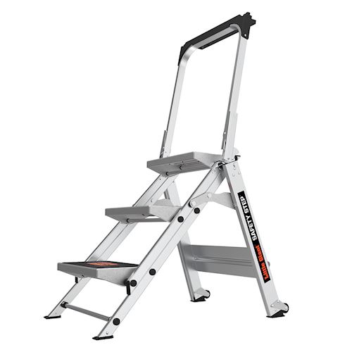 Product image for Little Giant 10310BA SAFETY STEP™ 3-Step Aluminum Stepstool w/Handrail, ANSI IA, 300lb Rated