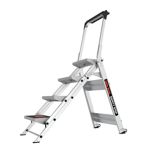 Product image for Little Giant 10410BA SAFETY STEP™ 4-Step Aluminum Stepstool w/Handrail, ANSI IA, 300lb Rated