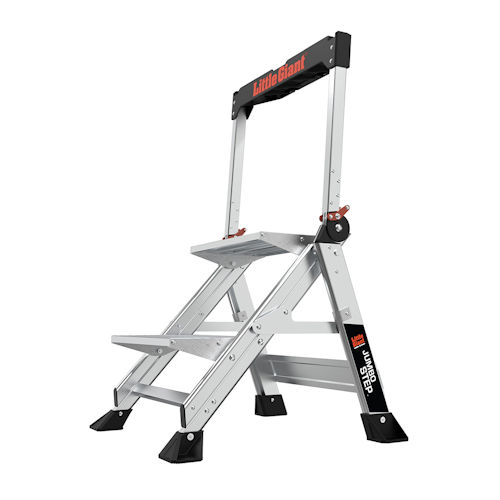 Product image for Little Giant 11902 JUMBO STEP™ 2-Step Aluminum Stepstool w/Handrail, ANSI IAA, 375lb Rated