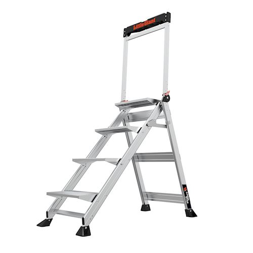 Product image for Little Giant 11904 JUMBO STEP™ 4-Step Aluminum Stepstool w/Handrail, ANSI IAA, 375lb Rated