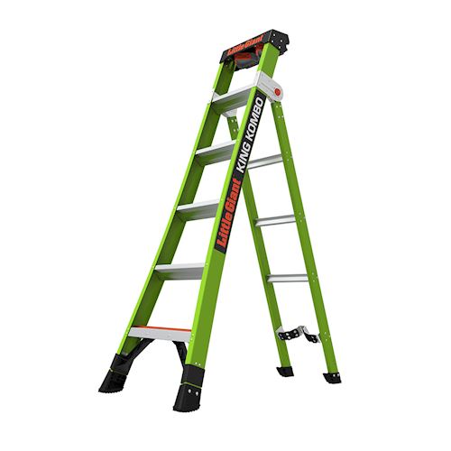 Product image for Little Giant 13610-071 KING KOMBO™ 6ft Fiberglass 3-in-1 Combination Ladder w/ Rotating Wall Pad, ANSI IAA , 375lb Rated