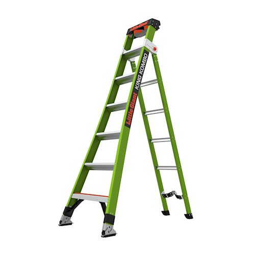 Product image for Little Giant 13712-074 KING KOMBO™ Technical 7ft Fiberglass 3-in-1 Combination Ladder w/ Rotating Wall Pad, ANSI IAA , 375lb Rated