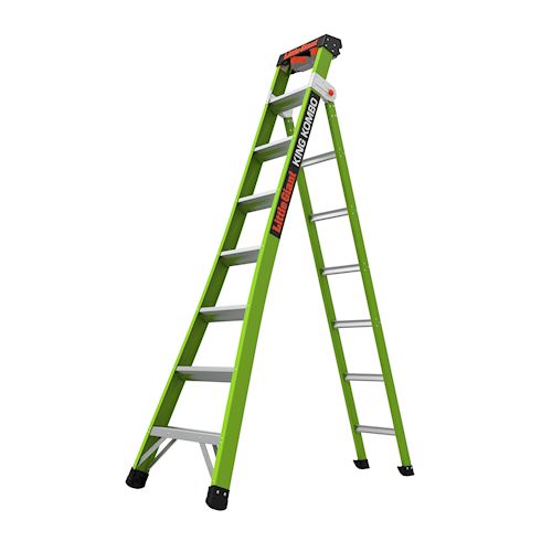 Product image for Little Giant 13814-001 8ft Fiberglass 3-in-1 Combination Ladder w/ Rotating Wall Pad, ANSI IAA, 375lb Rated