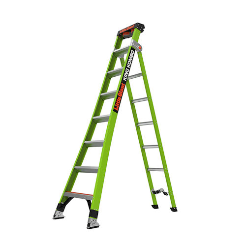 Product image for Little Giant 13814-074 KING KOMBO™ 8ft Technical Fiberglass 3-in-1 Combination Ladder, Rotating Wall Pad, ANSI IAA, 375lb Rated