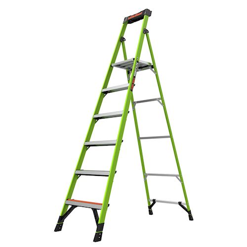 Product image for Little Giant 15368-001 MightyLite™ 8ft Fiberglass Stepladder w/ Ground Cue, ANSI IA, 300lb Rated