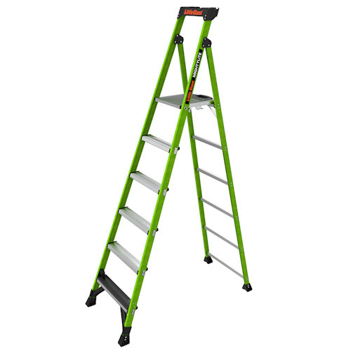 Product image for Little Giant 15408-001 MightyLite™ 8ft Fiberglass Stepladder w/Ground Cue, ANSI IAA, 375lb Rated