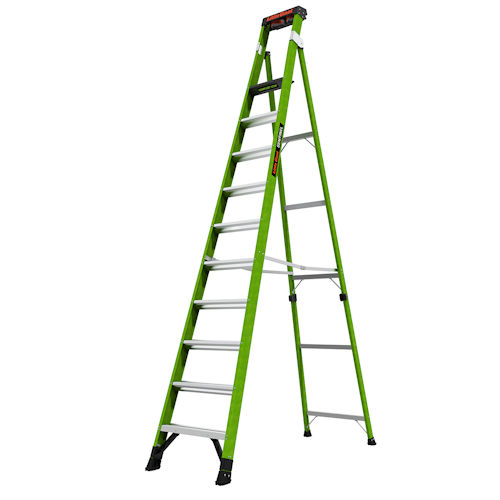Product image for Little Giant 15922-002 SENTINEL™ 12ft Fiberglass Stepladder / Leaning Ladder with Rotating Wall Pad, ANSI IA, 300lb Rated