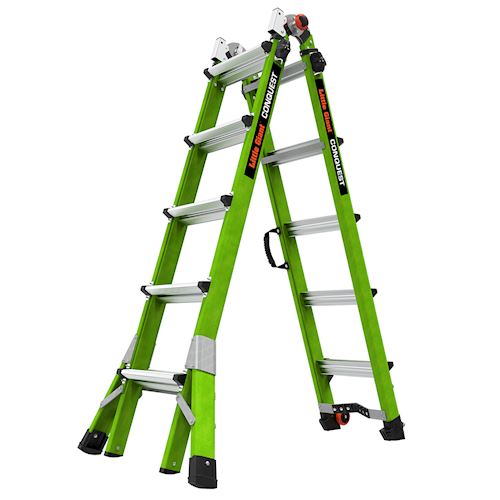 Product image for Little Giant 17122-001 Conquest™ 22ft All-Terrain Fiberglass Articulated Extendable Ladder, ANSI 1A, 300lb Rated