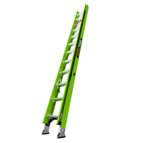 Product image for Little Giant 17924 HyperLite™ 24ft Fiberglass Extension Ladder w/ Ground Cue & Sure-Set Feet, ANSI IAA, 375lb Rated
