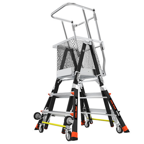 Product image for Little Giant 18503-240 CAGE™ 3ft-5ft Fiberglass Adjustable Enclosed Elevated Platform w/ Wheel Lift, ANSI IAA, 375lb Rated