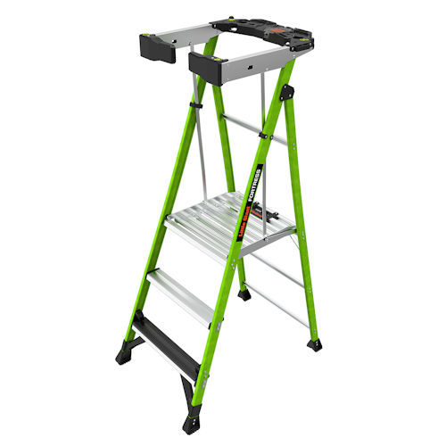 Product image for Little Giant 19303 Fortress™ 3ft Fiberglass Platform Ladder w/ Ground Cue, Wraparound Enclosure, ANSI IAA, 375lb Rated