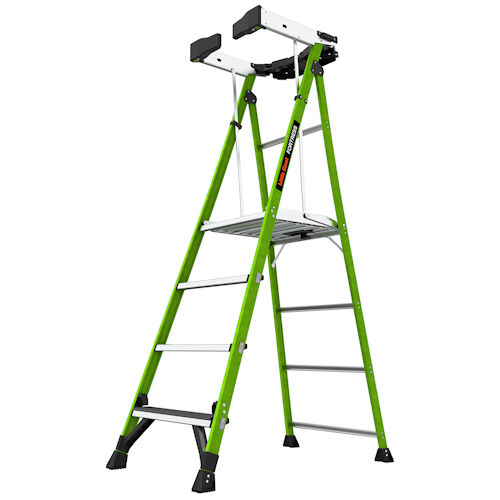 Product image for Little Giant 19304 Fortress™ 4ft Fiberglass Platform Ladder w/ Ground Cue, Wraparound Enclosure, ANSI IAA, 375lb Rated