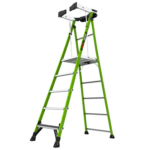 Product image for Little Giant 19305 Fortress™ 5ft Fiberglass Platform Ladder w/ Ground Cue, Wraparound Enclosure, ANSI IAA, 375lb Rated