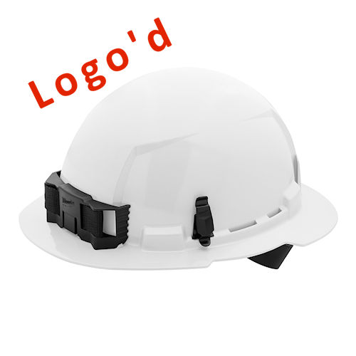 Product image for Milwaukee 48-73-1101-FISK White Full Brim Hard Hat w/ 4pt Ratcheting Suspension, Type 1, Class E (Fisk Electric Logo'd)