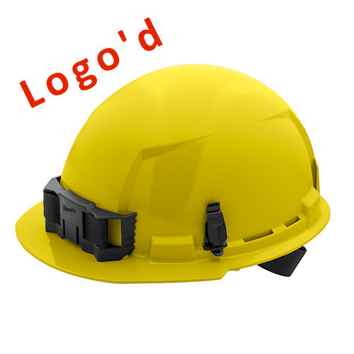 Product image for Milwaukee 48-73-1102-FISK Yellow Front Brim Hard Hat w/ 4pt Ratcheting Suspension, Type 1, Class E (Fisk Electric Logo'd)